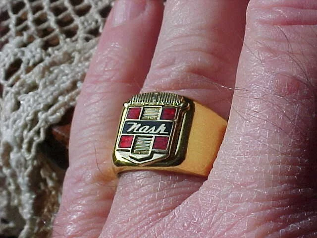 1950s NASH CREST LOGO GOLD CHROME RING #10 NOS HI- QUALITY CLASS STYLE - Image 3 of 4