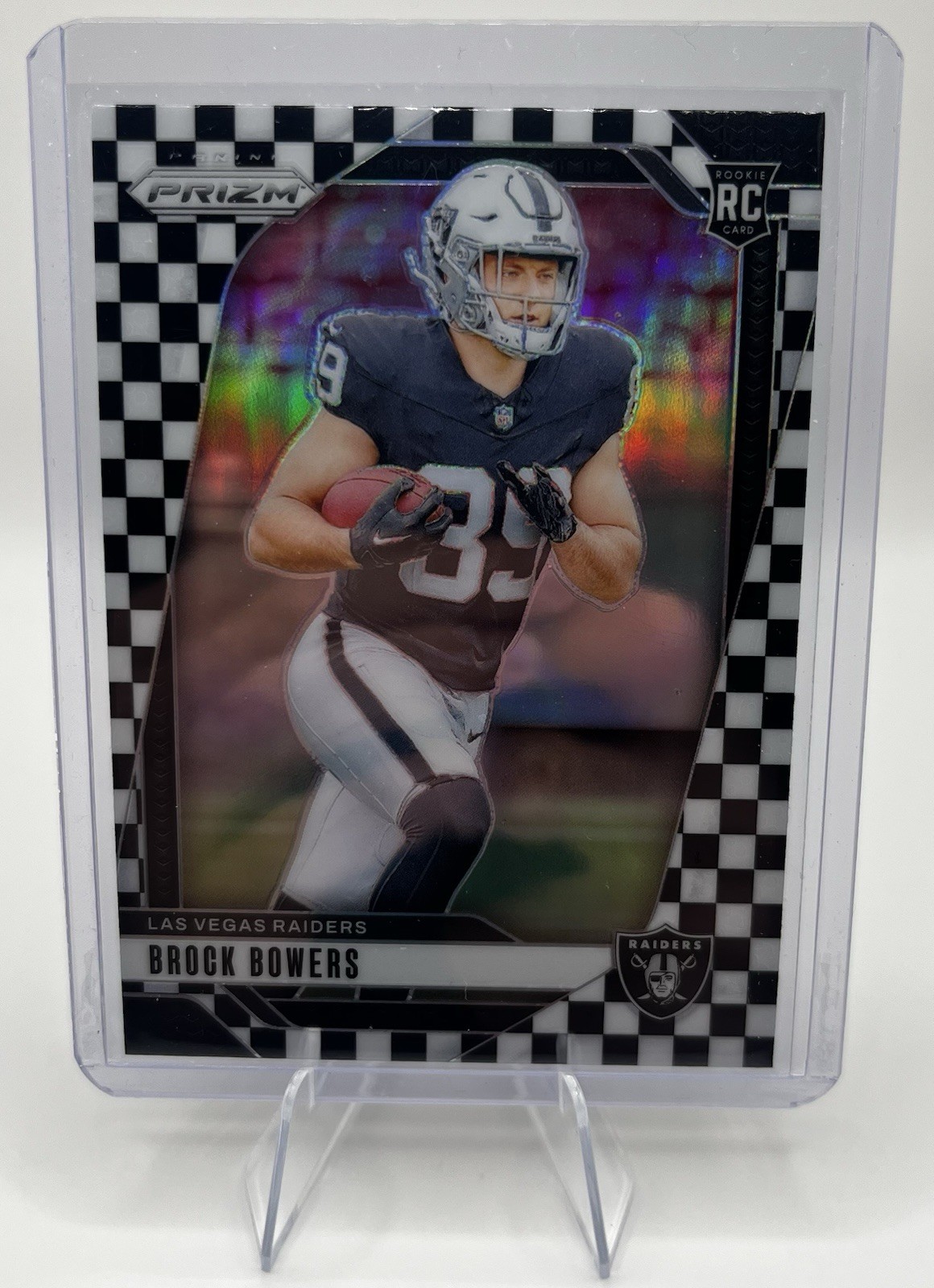 2024 Panini Prizm Black & White Checkerboard #315 Brock Bowers Rookie RC