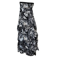 Zum Zum by Niki Livas Strapless Black White Floral Rose Pick Up Gown Dress