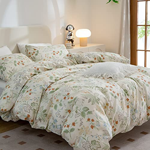 Floral Duvet Covers Queen, 100% Cotton Queen(90"x90") Floral-r (No Comforter) - Picture 3 of 8