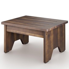 9Inch Wooden Step Stool Solid Acacia Wood 300 Lbs Capacity Walnut Color