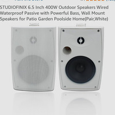 STUDIOFINIX 6.5in 400W Outdoor Waterproof Wired Wall Mount Speakers White