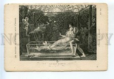 521670 FRANCE Lady in Magic Love Bath ELF by MALLET Vintage Engraving postcard
