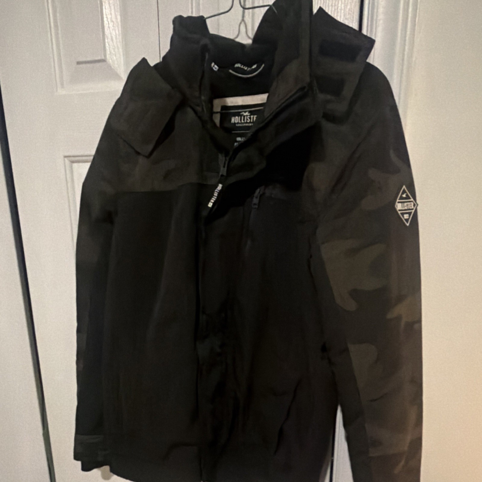 Hollister Camouflage Hooded Jacket Zipper  Black Men's Size S