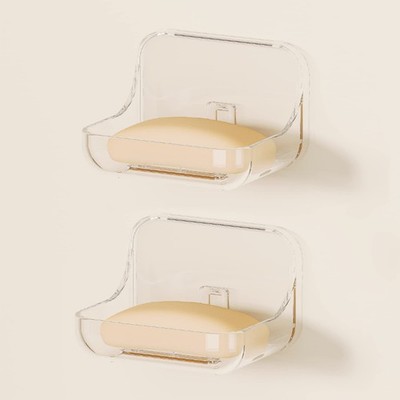 Ettori Soap Dish 2 Pack Soap Holder Plastic Adhesive Soap Holder for Shower W...