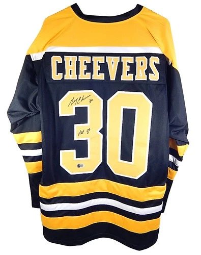 Gerry Cheevers #30 HOF 85 Signed Bruins Hockey Jersey Autograph Auto BAS COA