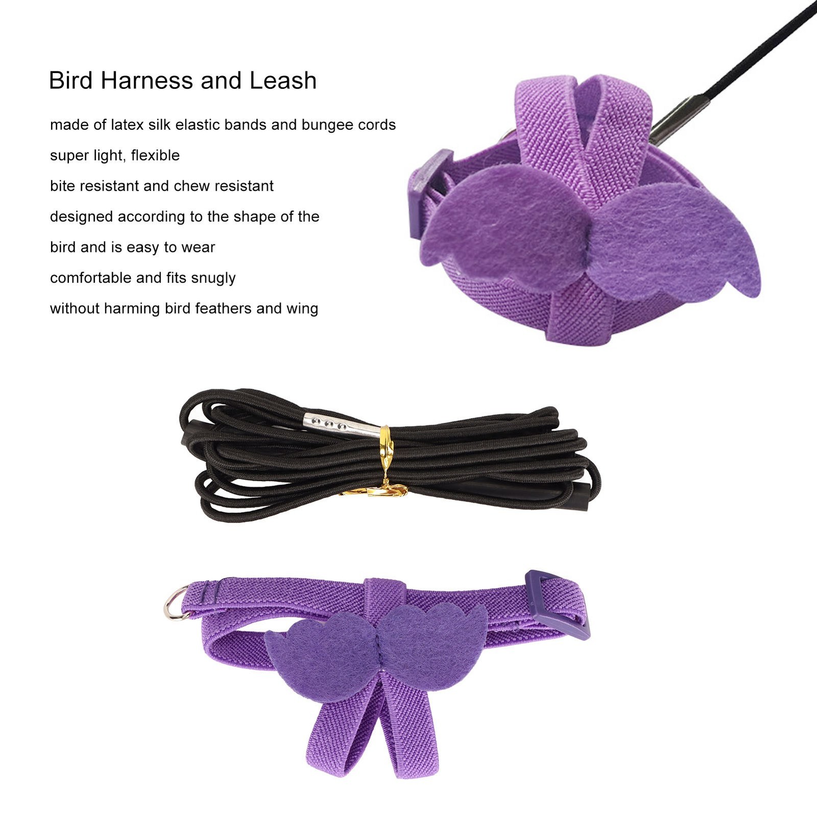 Bird Harness And Leash Super Light Adjustable Bite Resistant Harness