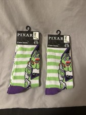 Unisex 2 Pairs DISNEY TOY STORY BUZZ LIGHTYEAR PIXAR CREW SOCKS FITS SIZE 9-13
