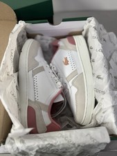 Size 3.5 Lacoste Womens T-Clip Trainers White/Light Pink Unisex