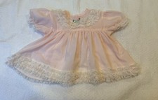 Vtg 80s Toddle Time Baby Girls 6 Month Pink Floral Lace Dress Open Back