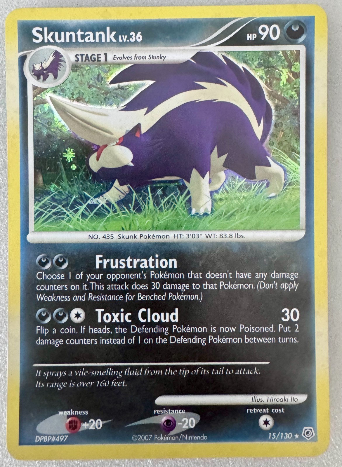 Pokémon SKUNTANK 15/130 Holo Rare Diamond & Pearl LP English Light Play TCG