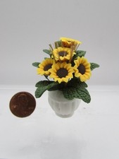 Dollhouse Miniature Sunflower Arrangement in White Pot RP0255