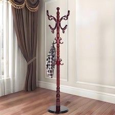 Coat Rack Freestanding, Wooden Coat Rack Stand with Sturdy Round Base, Vintag...