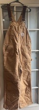 Carhartt RN 14806 Duck Brown Bib Overalls - USA Insulated size 36x30 EUC