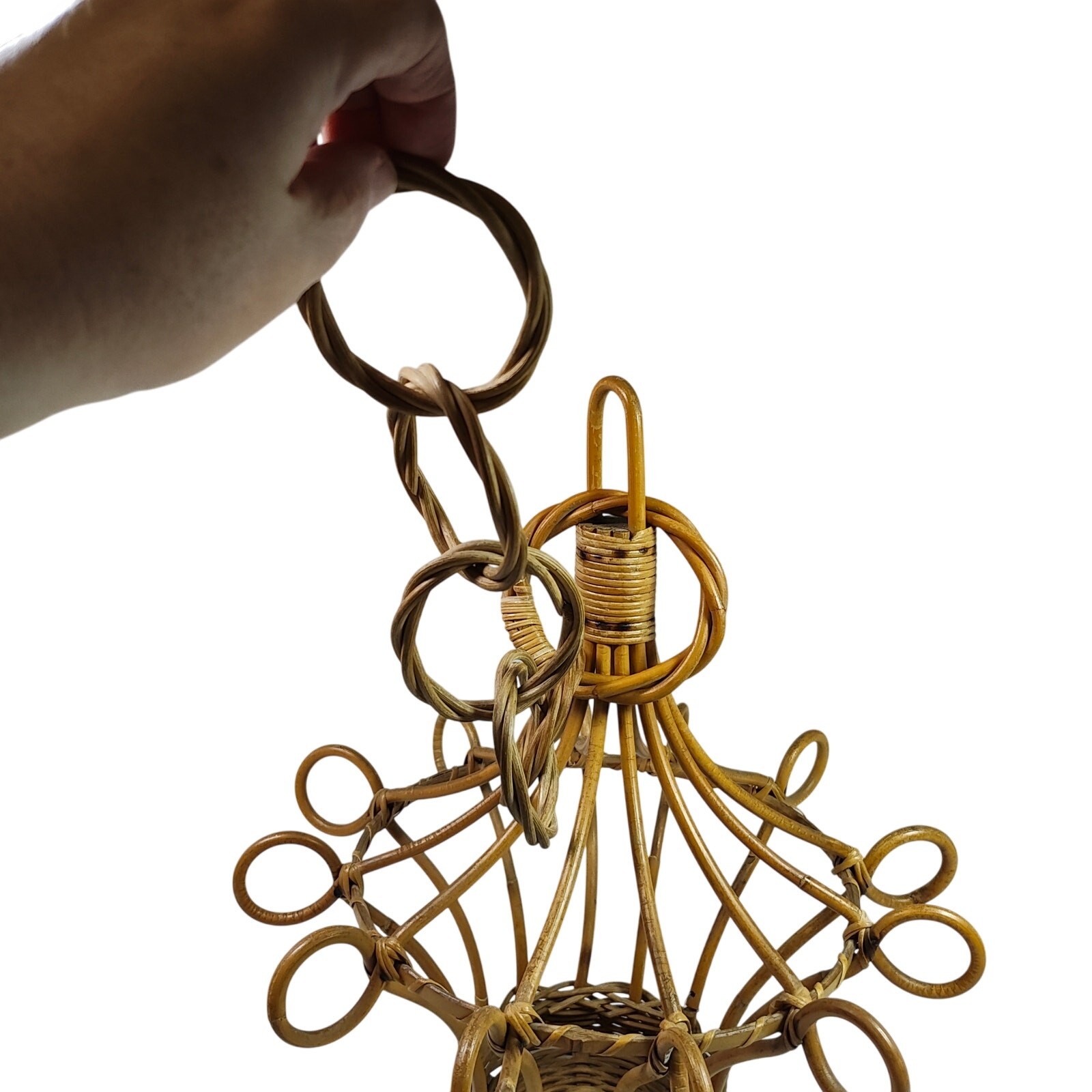 Vintage Decorative Rattan Bird Cage Bohemian, Rustic, Asian, Mid Century