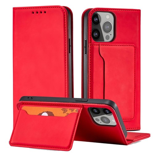Magnet Card Case etui iPhone 14 Pro Max pokrowiec z klapką portfel podstawka cze - Zdjęcie 3 z 12