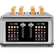 4 Slice Toaster Touch Screen, Stainless Steel Toasters Digital Timer, Dual
