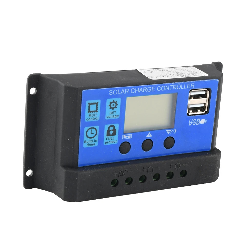 Regolatore di Carica Pannello Solare Controller 12v/24v Lcd Barca Camper Auto - Miniatura 2