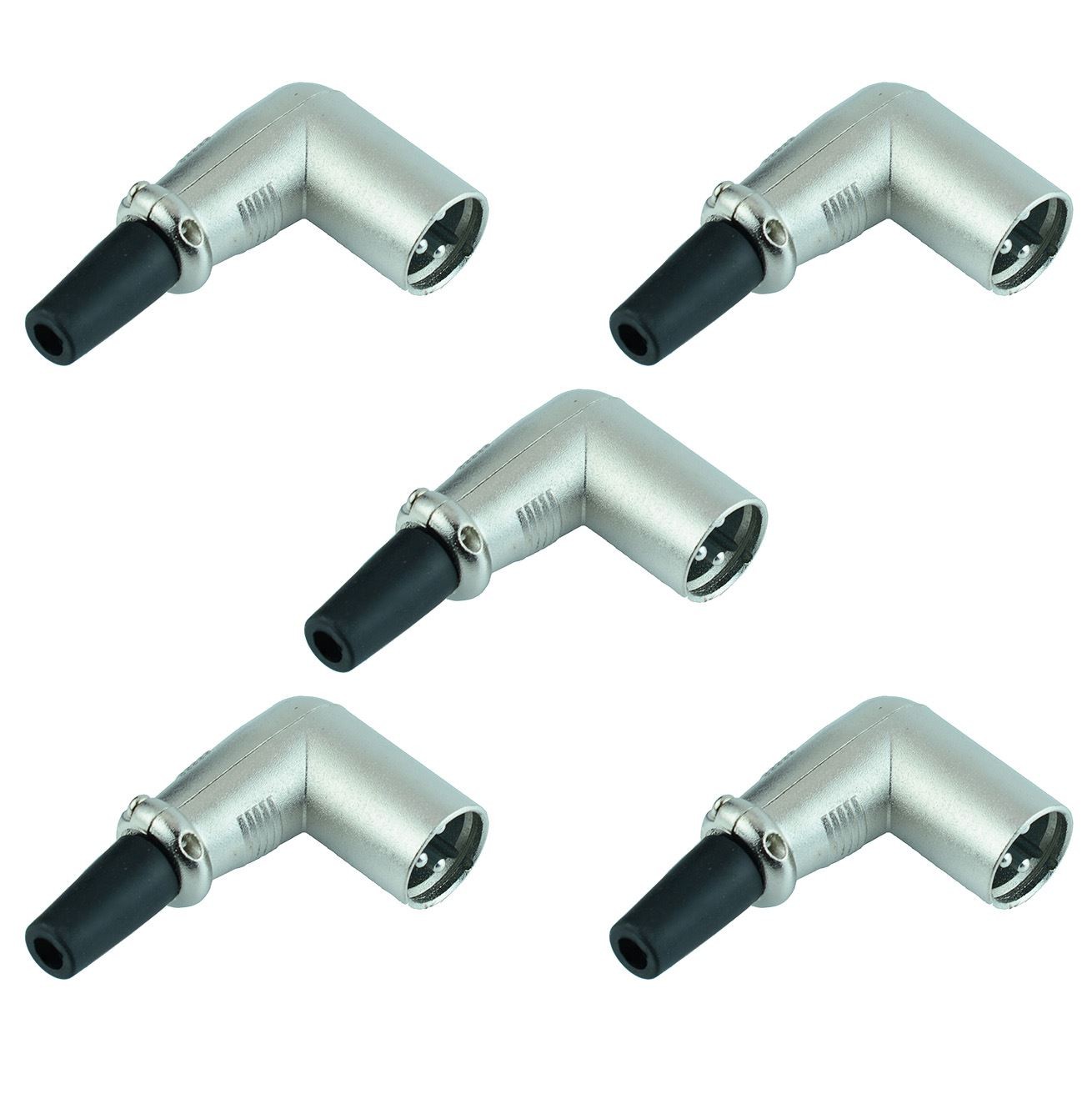 5 x Right Angle Male XLR Plug 3 Pole Audio Connector Mic Microphone