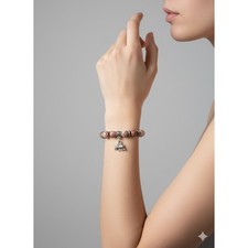 Pink Multicolor Stone Elephant Charm Beaded Stretch Bracelet Chic