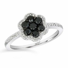 Le Vian 14K White Gold Solitaire Ring for Her 1.21 cts Black White Diamond Sz 7
