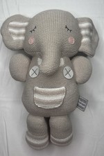 Theodore Elephant Knit Plush With Rattle Gray EUC