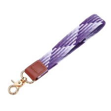 Gradient Purple Wrist Lanyard Keychain Braided Wristlet Strap with Gold Clasp