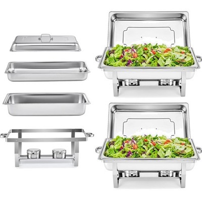 Chafing Dish 2er Set Speisewärmer Edelstahl Buffet 9L Catering Party