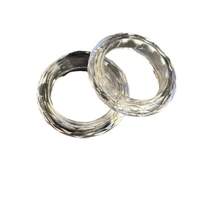 Modern Style Rock Crystal Quartz And Glass Hand Faceted Rings Size 7.75