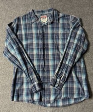 Wrangler Men's Size Large Long Sleeve Blue Plaid Button Down Western Shirt