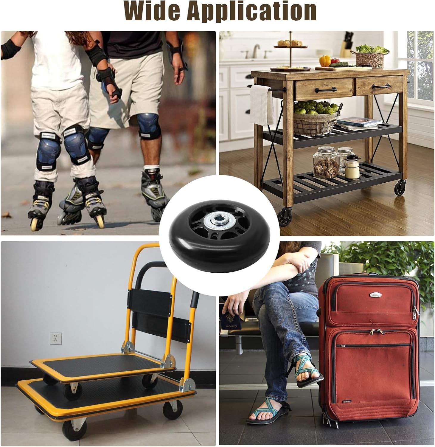 2pcs 70x24mm Luggage Wheels Replacement Kit for Suitcase Roller Bag Trolley