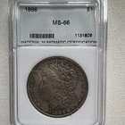 1886 Morgan Silver Dollar $1 Silver 0.900 NNC MS66 Certified Coin