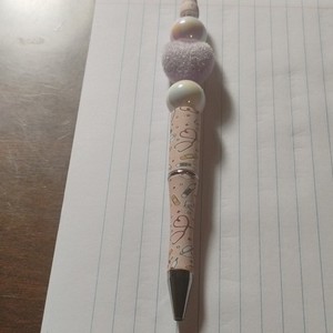 Novelty Heart Charm Top Ballpoint Pen Black Ink Plastic Decorative