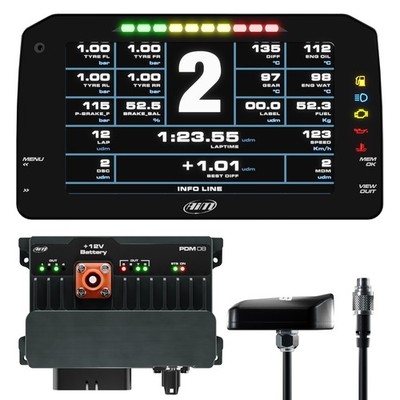 AIM PDM08 Advanced PDM / Datenlogger 2m Dach GPS und 6 Zoll Straßenanzeige Option