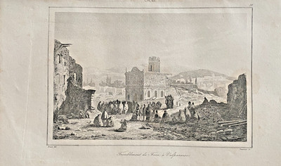 GRAVUR CHILE '' ERDBEBEN IN VALPARAISO ''