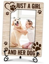 Dog Mom Gifts for Women Just A Girl And Her Dog Wooden Dog Picture Frame Beige1
