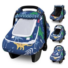 Baby Car Seat Cover with Dual Zipper, Extra Large Mesh Window Carseat Canopy,...