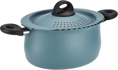 Bialetti Taste of Italy Nonstick Pasta Pot with Strainer 5.5 Quarts, Teal 