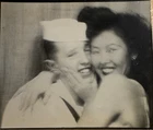 SEXY HULA GIRL READY TO KISS SAILOR MAN! vtg WW2 Photobooth HAWAII Arcade Photo