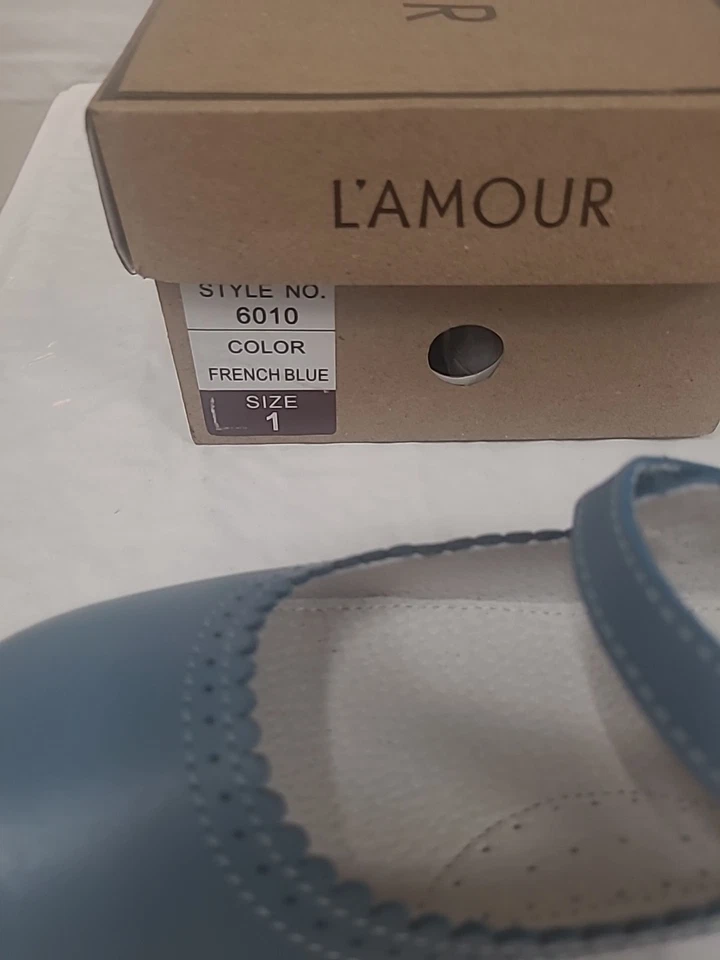 Niños L'amour Lucille festoneado estilo plano 6010 cuero azul francés Foto 4 de 4