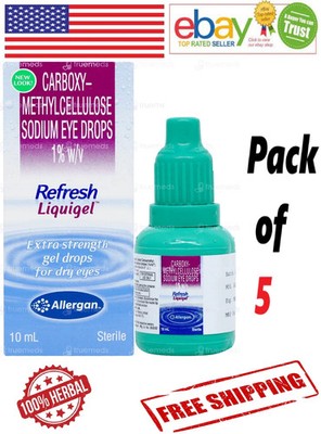 5 x Refresh Liquigel Augentropfen 100% natürlich & biologisch pflanzlich je 10ml