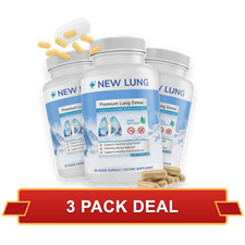 3-Pack New Lung Premium Lung Cleanse Supplement - Respiratory Support with Mulle