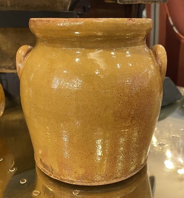 Small French Terracotta Confit Pot in Mustard