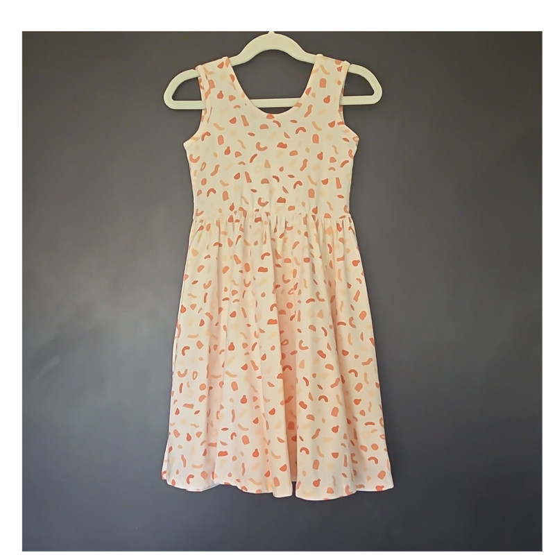 Alice + Ames Girls Fit & Flare Dress White Orange Abstract Sleeveless 7