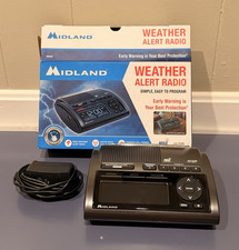 Midland WR400 Black Digital Clock Radio NOAA Weather Alert AM/FM Alarm Charger