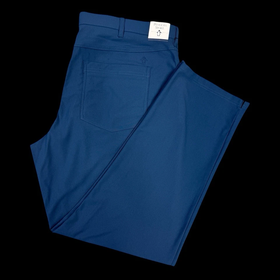 Pantalones deportivos Penguin para hombre talla 40x30 rectos rendimiento golf azul 5 bolsillos Foto 3 de 4