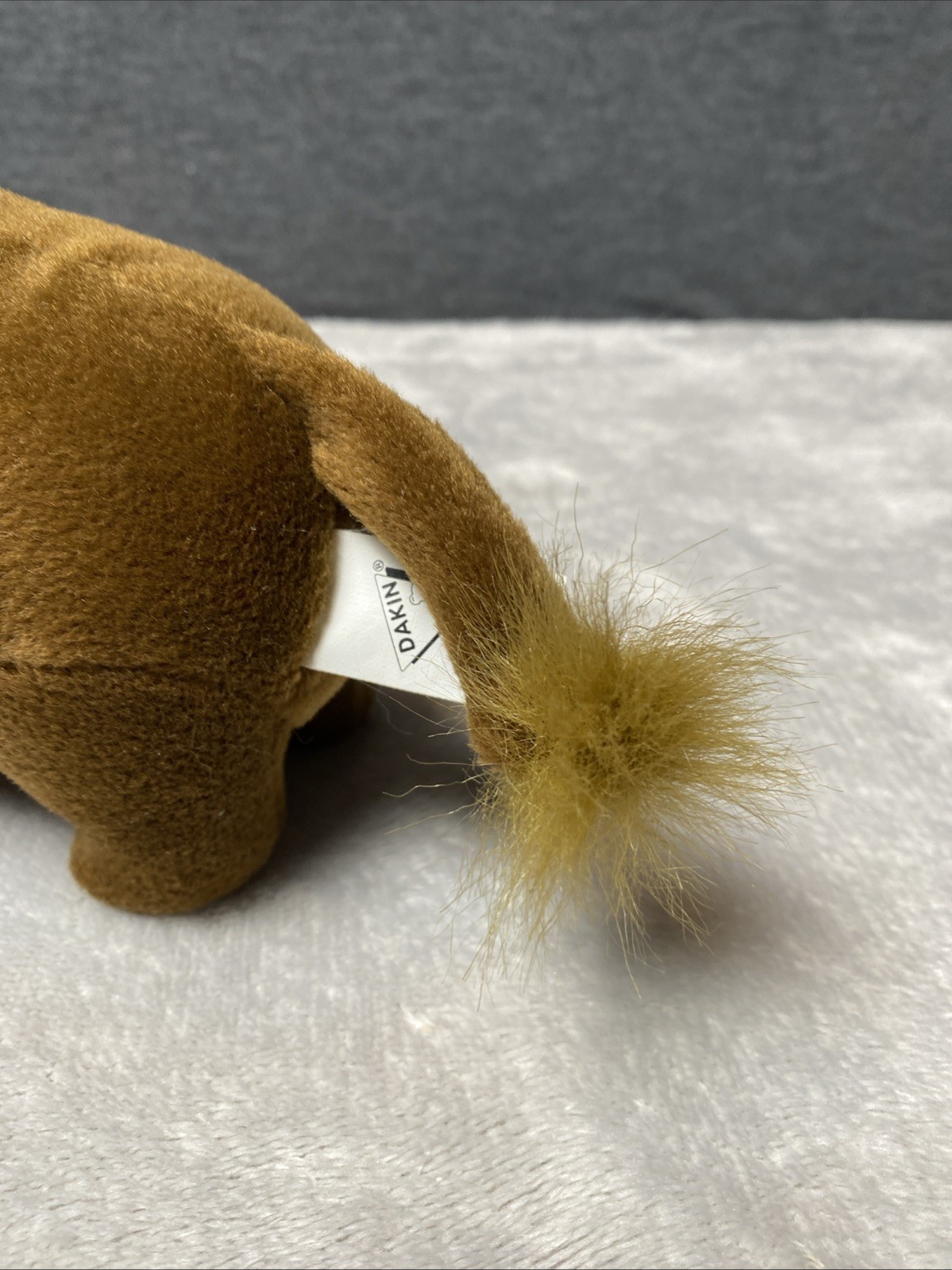 Vintage Dakin Wooly Mammoth Plush Squeeze Me Brown Elephant Tusks 8"L Sound Box