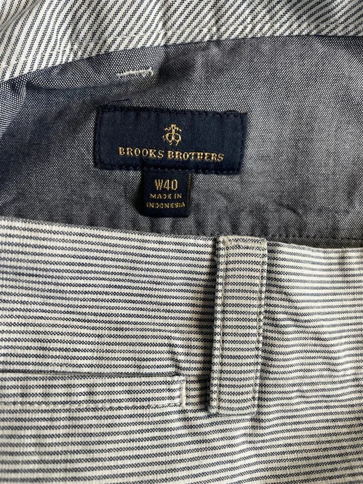 Pantalones Cortos Chinos Brooks Brothers 40x10" Azul Blanco Horizontal Rayas Para Hombre Foto 3 de 4