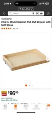HOMEIBRO Cabinet Pull Out Drawer 31.5"Wood W/Soft Close Rail for Kitchen Base