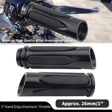 1" Black Hand Grips Electronic Throttle Fit For Harley 08-UP Touring FLHT FLHX